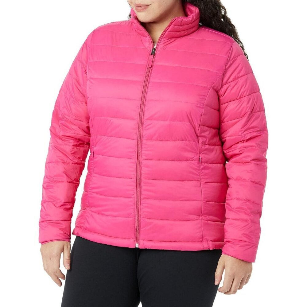Women’s Pink 100% Nylon Lightweight Zip-Up Winter Quilted Puffer Jacket